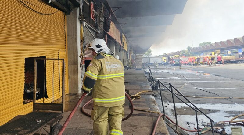 Incêndio no Ceasa/Rio está controlado; bombeiros trabalham no rescaldo